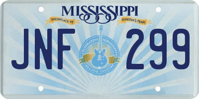 MS license plate JNF299