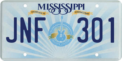 MS license plate JNF301