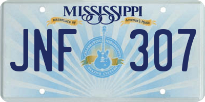 MS license plate JNF307