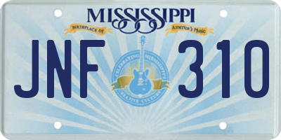MS license plate JNF310
