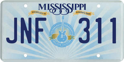 MS license plate JNF311