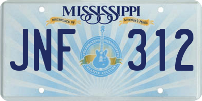 MS license plate JNF312