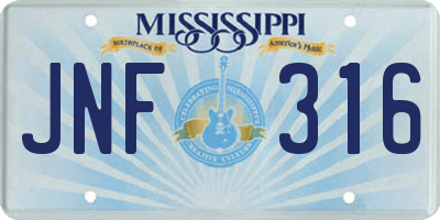 MS license plate JNF316