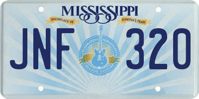 MS license plate JNF320