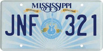 MS license plate JNF321