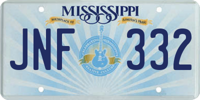 MS license plate JNF332
