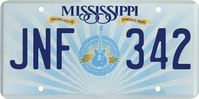 MS license plate JNF342