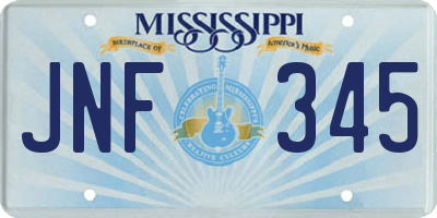 MS license plate JNF345