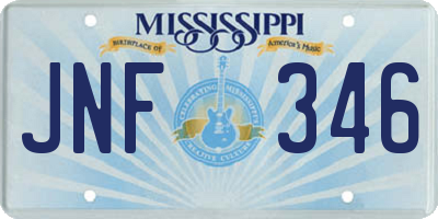 MS license plate JNF346