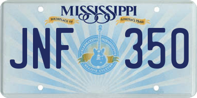 MS license plate JNF350