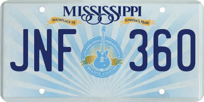 MS license plate JNF360
