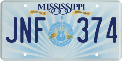 MS license plate JNF374