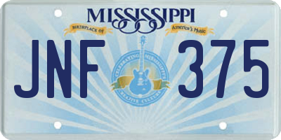 MS license plate JNF375