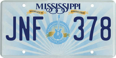 MS license plate JNF378