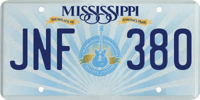 MS license plate JNF380