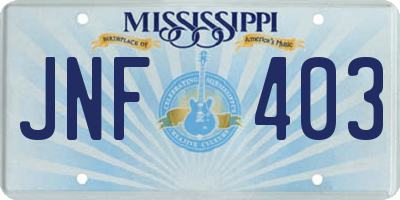 MS license plate JNF403