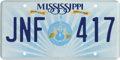 MS license plate JNF417