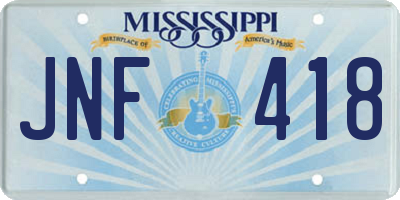 MS license plate JNF418