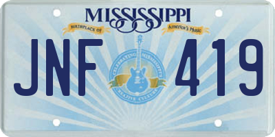 MS license plate JNF419