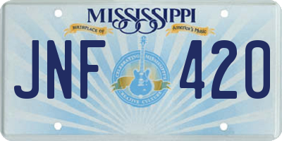 MS license plate JNF420