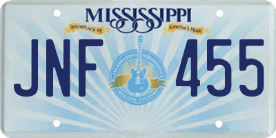 MS license plate JNF455