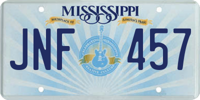 MS license plate JNF457