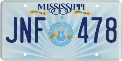 MS license plate JNF478