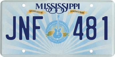 MS license plate JNF481