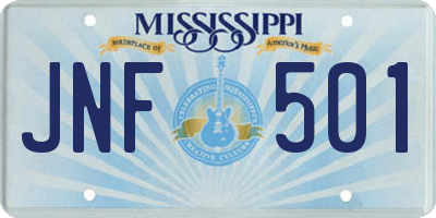 MS license plate JNF501