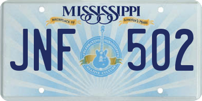 MS license plate JNF502