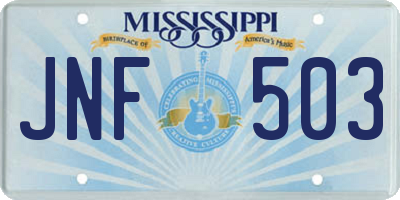 MS license plate JNF503
