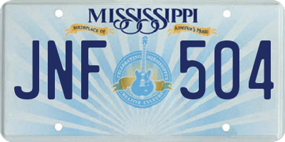 MS license plate JNF504