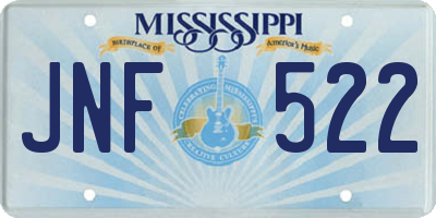 MS license plate JNF522