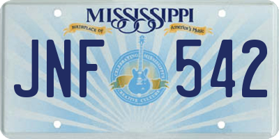 MS license plate JNF542