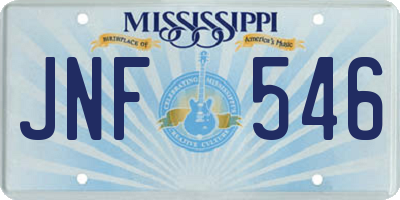 MS license plate JNF546