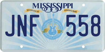 MS license plate JNF558