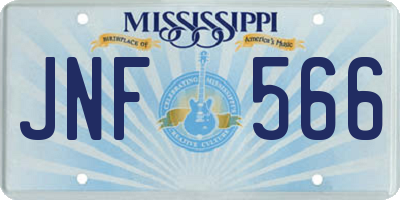 MS license plate JNF566