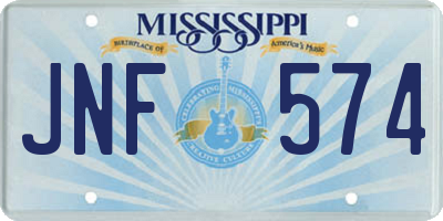 MS license plate JNF574