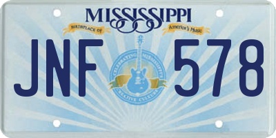 MS license plate JNF578