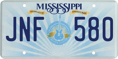 MS license plate JNF580