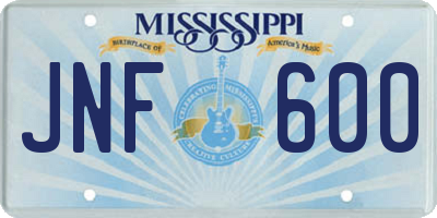 MS license plate JNF600