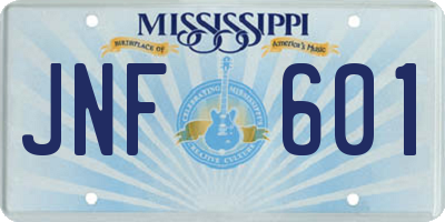 MS license plate JNF601