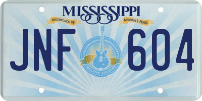 MS license plate JNF604