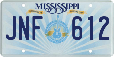 MS license plate JNF612