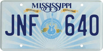 MS license plate JNF640