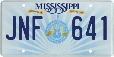 MS license plate JNF641