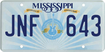 MS license plate JNF643