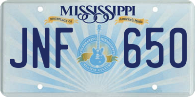 MS license plate JNF650