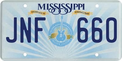 MS license plate JNF660