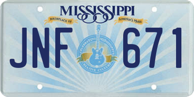 MS license plate JNF671